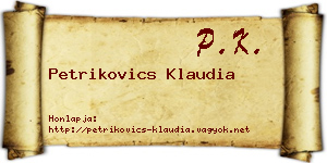 Petrikovics Klaudia névjegykártya